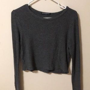 Brandy Melville Gray Ribbed long sleeve cropped